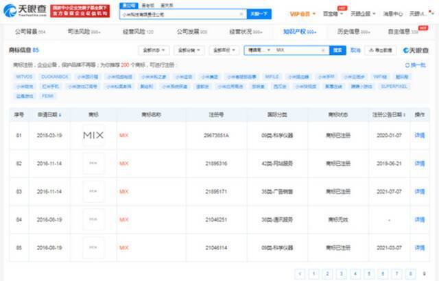 小米申请MIX商标被部分驳回