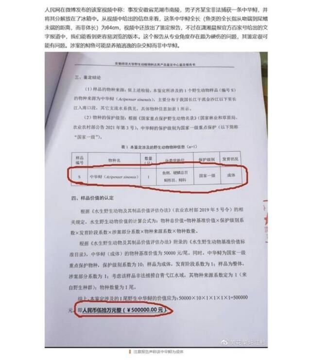 有网友认为鉴定报告中部分鉴定结果有误（图源：网友微博文章截图）