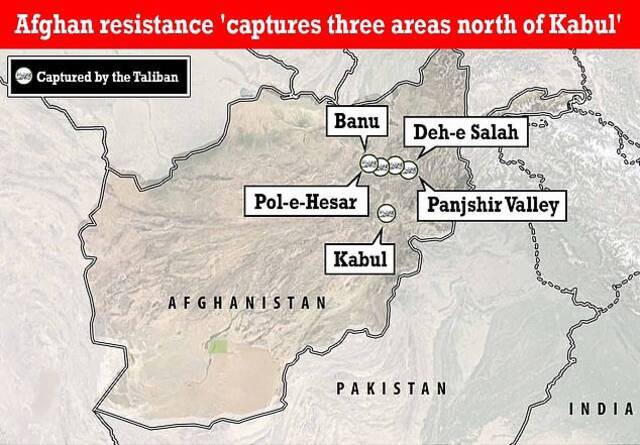 反塔利班武装宣布夺回Pol-e-Hesar、Deh Salah和Banu三个地区，图自推特