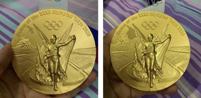 朱雪莹的东京奥运会金牌掉了层皮 网友：里面有巧克力吗？