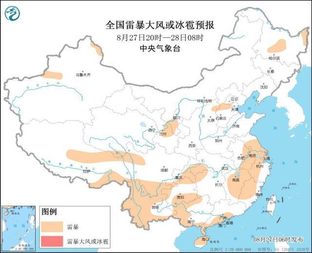 江南东北地区北部等地将有强对流天气