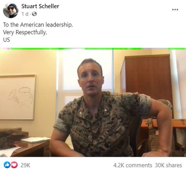 当地时间26日，斯图尔特·舍勒在脸书发布视频