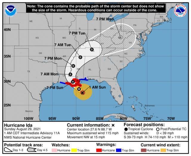 路易斯安那州等地已发布飓风警报图自美国国家飓风中心网站