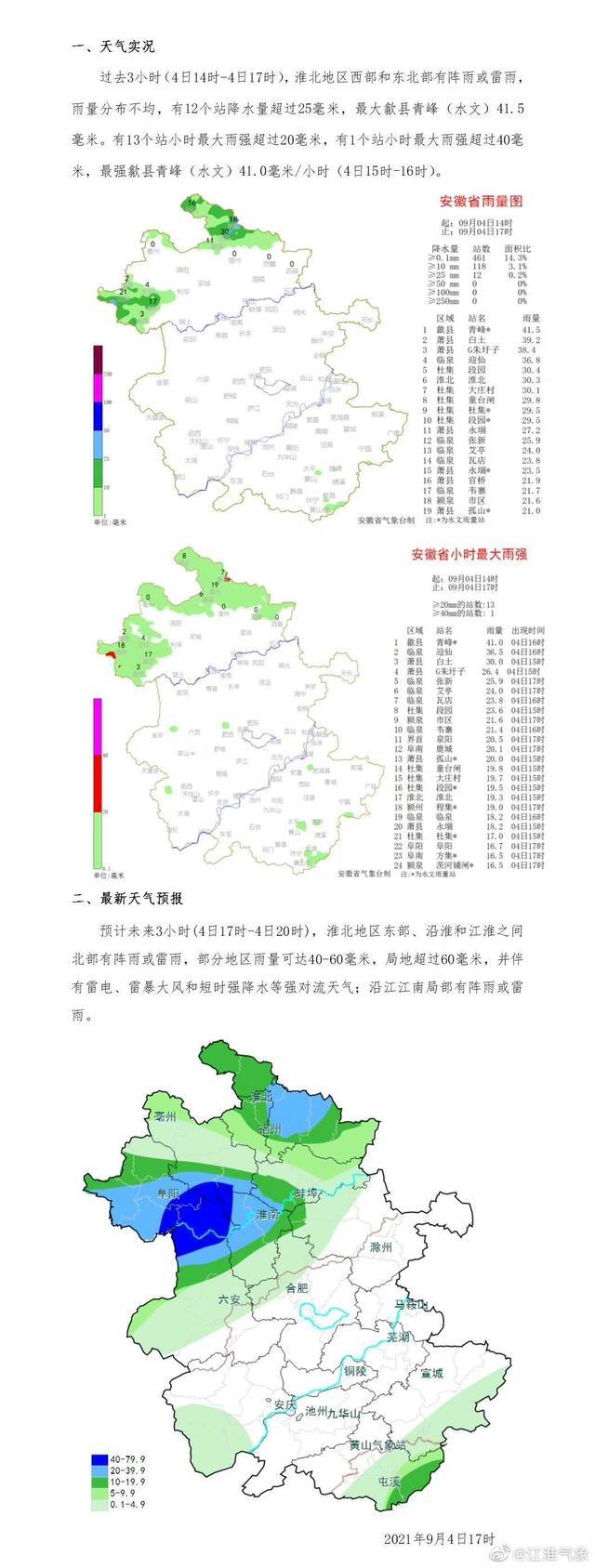 安徽省气象台变更发布暴雨黄色预警信号