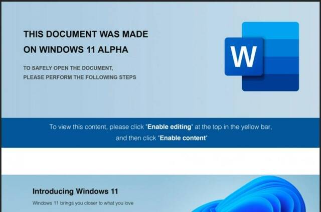 欺诈者利用伪造的Windows 11 Alpha文档实施网络钓鱼