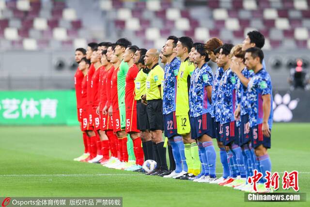 国足对阵日本队的连续不胜场次延续至12场。图片来源：Osports全体育图片社