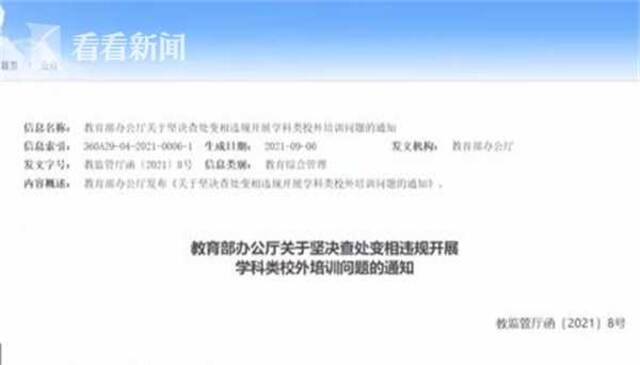 视频｜教育部：严查变相违规开展学科类校外培训问题