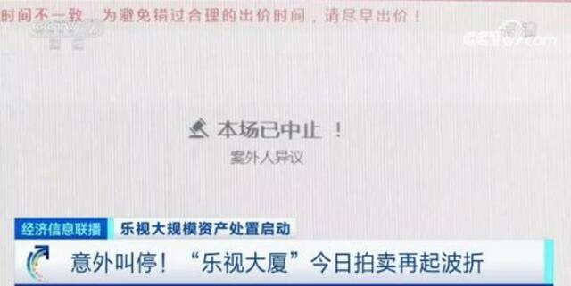 “乐视大厦”拍卖再起波折：降价1个亿仍没卖出去，被意外叫停