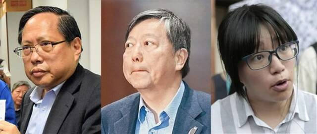 从左到右依次是何俊仁、李卓人和邹幸彤（资料图）