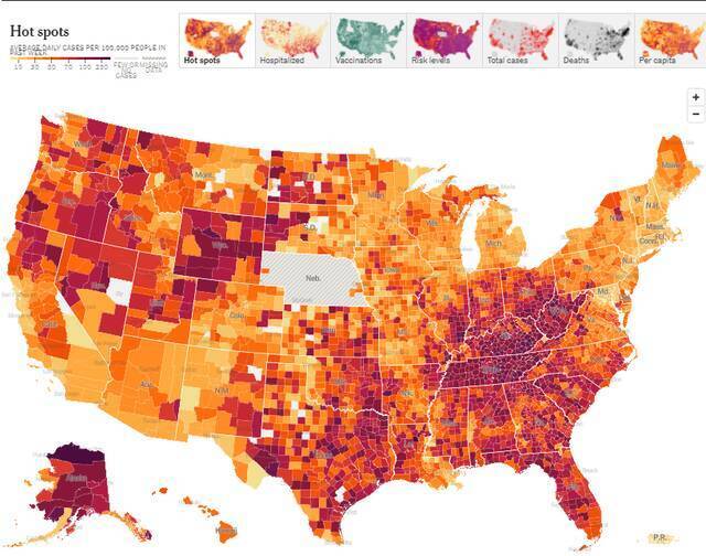 《纽约时报》新冠肺炎疫情热力图