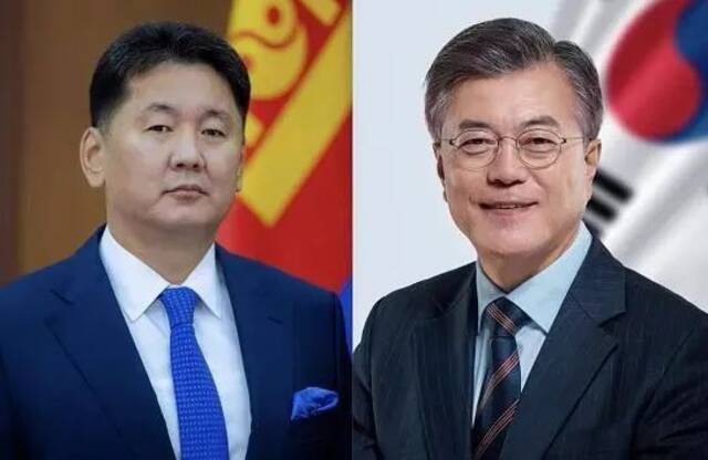 蒙古国总统和韩国总统图片来源：蒙古国总统办公厅官网