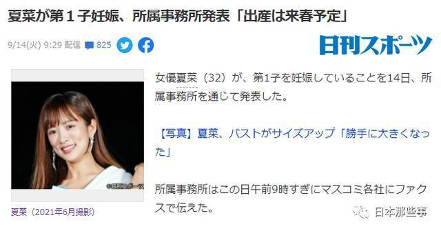 夏菜结婚八个月怀孕 曾因怀孕放弃出演NHK电视剧