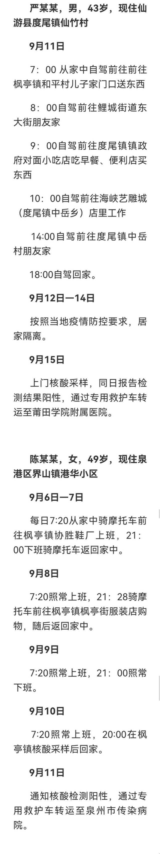 福建莆田7例新冠肺炎本土确诊病例行程轨迹公布