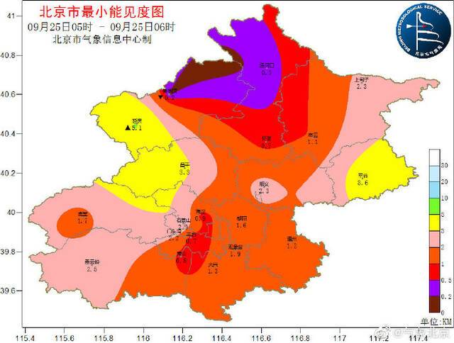 北京：今天雨势转小，早上有雾，能见度不到3公里，出行注意安全