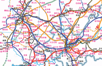 成渝中线高铁路线示意图图：中国铁路