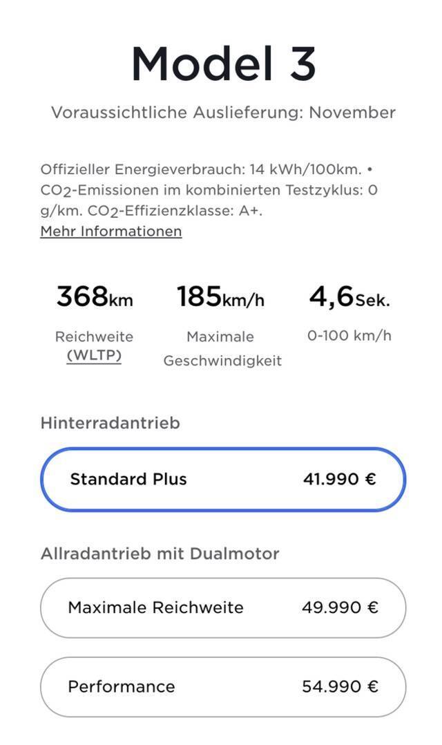 特斯拉Model 3在德国涨价2000欧元 现售价为41990欧元