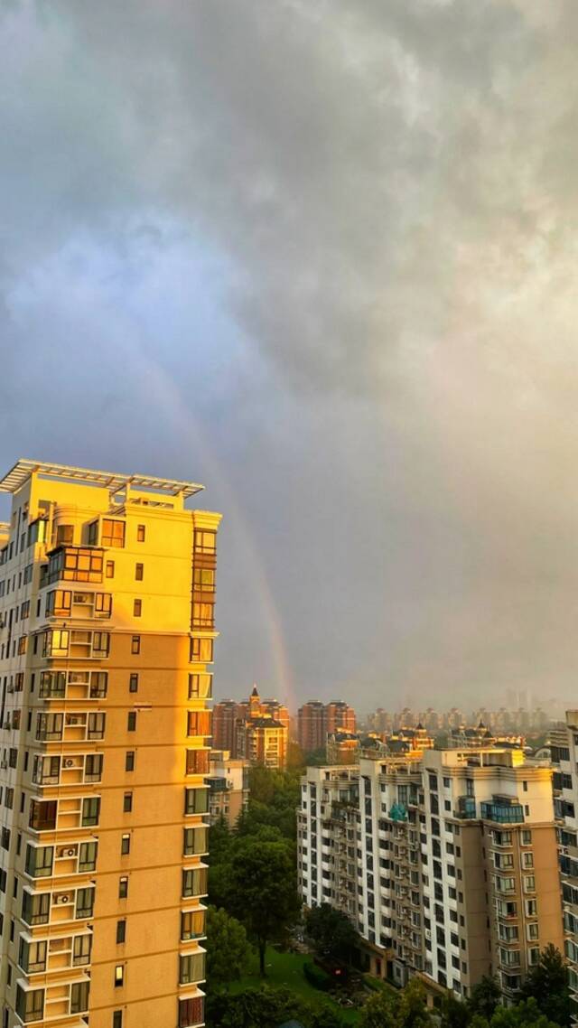 上海天空今天出现的美丽彩虹，你拍到了吗？