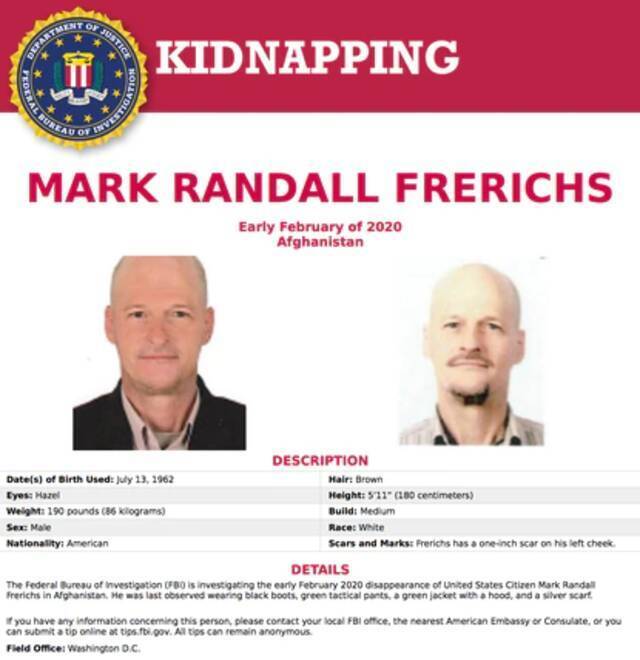 美国联邦调查局为弗雷里克斯发布被绑架通告。来源：美国联邦调查局（FBI）