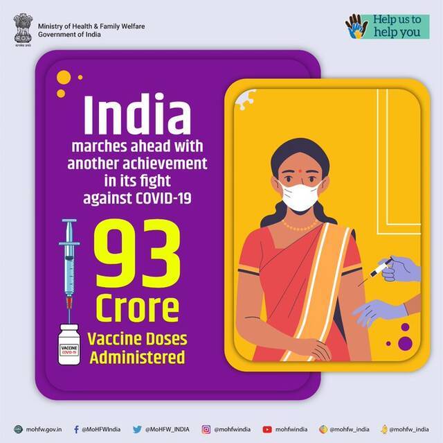 印度卫生部门制作的9.3亿剂疫苗宣传图