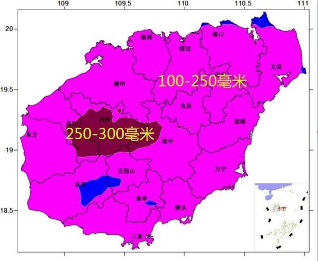 2021年10月12日08时~14日20时累积雨量预报图。海南省气象服务中心供图