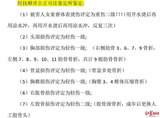 蕊蕊体表烫伤被评定为重伤二级受访者供图