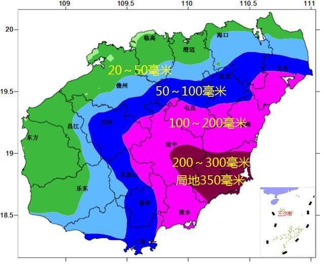 2021年10月17日08时～19日08时累积雨量预报图