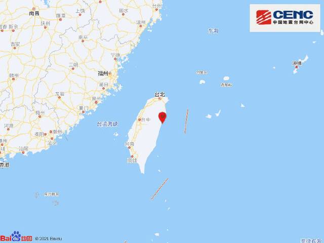 台湾花莲县海域发生4.9级地震，震源深度10千米