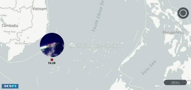 南海战略态势感知：美“卡尔文森”号航母继续位于万安滩以北约100海里附近活动