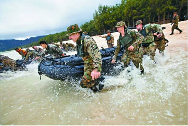台军40名海军陆战队员正在美国关岛受训。图自台媒