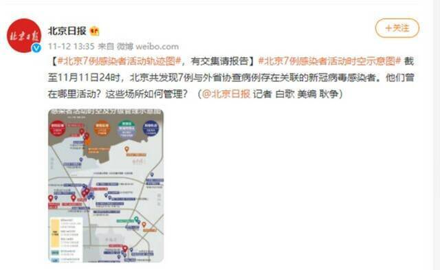 北京7例感染者活动轨迹图公布 有交集请报告