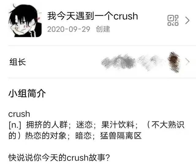 ▲某社交媒体“我今天遇到了一个crush”小组简介