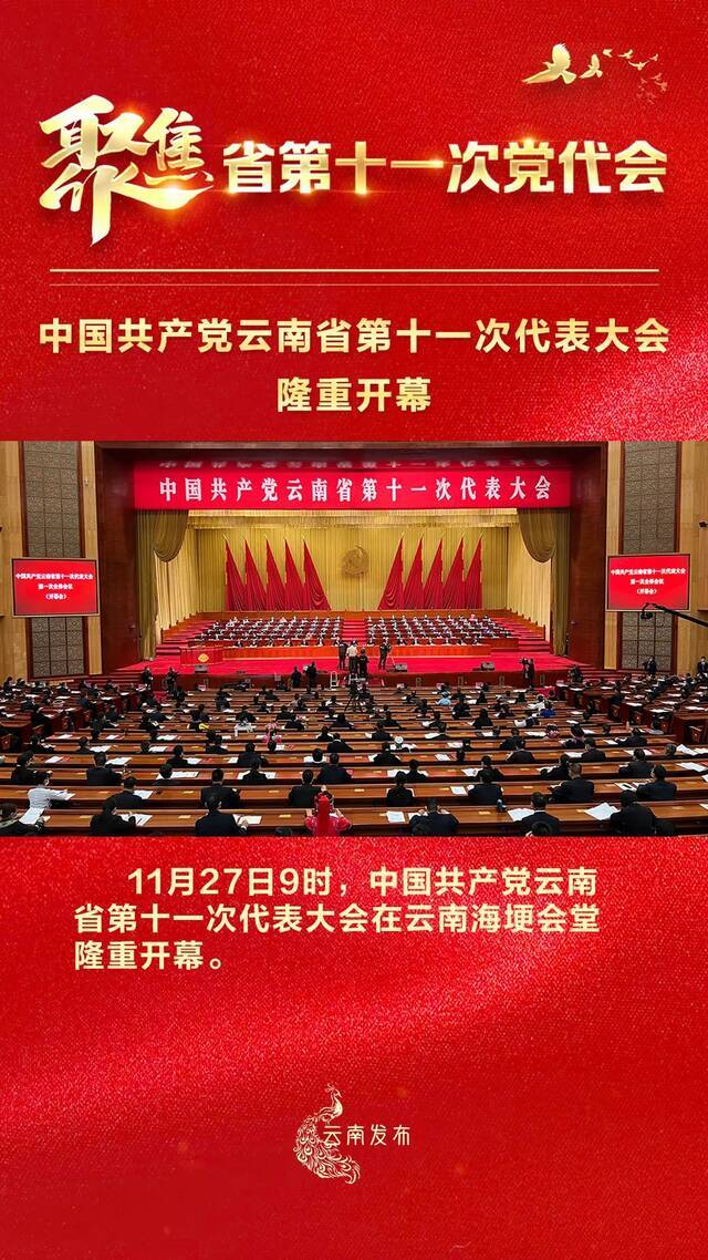 快讯！中国共产党云南省第十一次代表大会隆重开幕