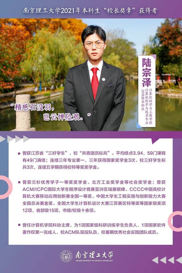 青春榜样！他们是南京理工大学2021年“校长奖章”获得者！