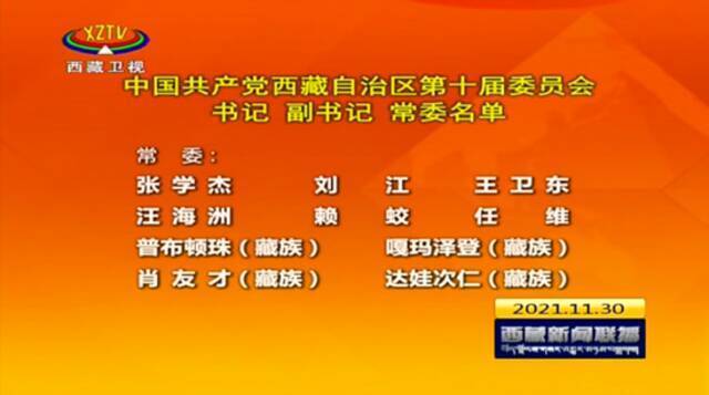 新一届西藏自治区党委常委亮相