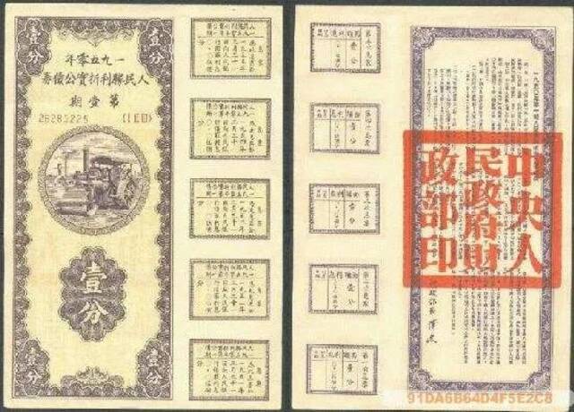 资料图 1950年人民胜利折实公债持