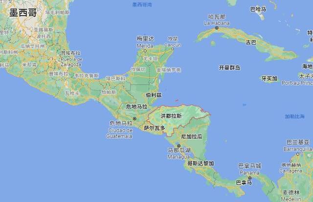洪都拉斯地理位置截图自谷歌地图