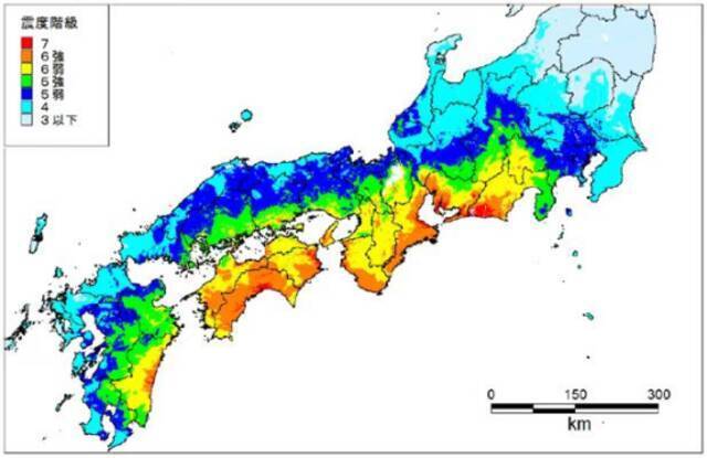 日本气象厅预测的南海海沟大地震震级情况