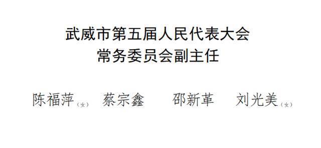 马得明当选甘肃武威市人大常委会主任，王国斌当选市长