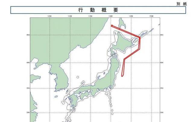 日本防卫省统合幕僚监部发布的俄军机14日飞行路线图