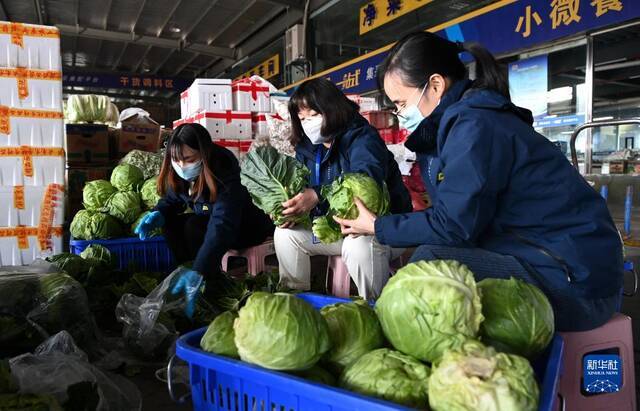 陕西米禾供应链管理股份有限公司的工作人员在分拣蔬菜（12月19日摄）。新华社记者刘潇摄