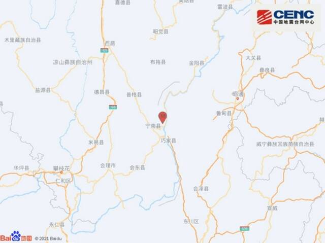 四川凉山州宁南县发生3.3级地震 震源深度8千米
