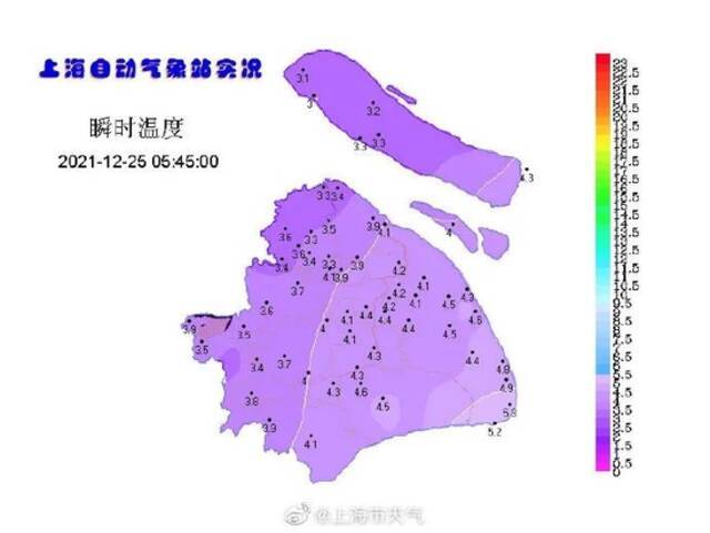 上海下雪啦！你看到没？气温仍在下降中，明起三天最低都在0℃以下