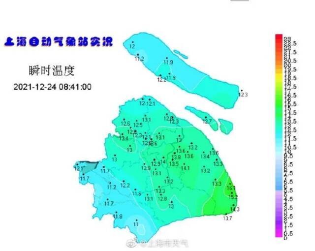 上海下雪啦！你看到没？气温仍在下降中，明起三天最低都在0℃以下