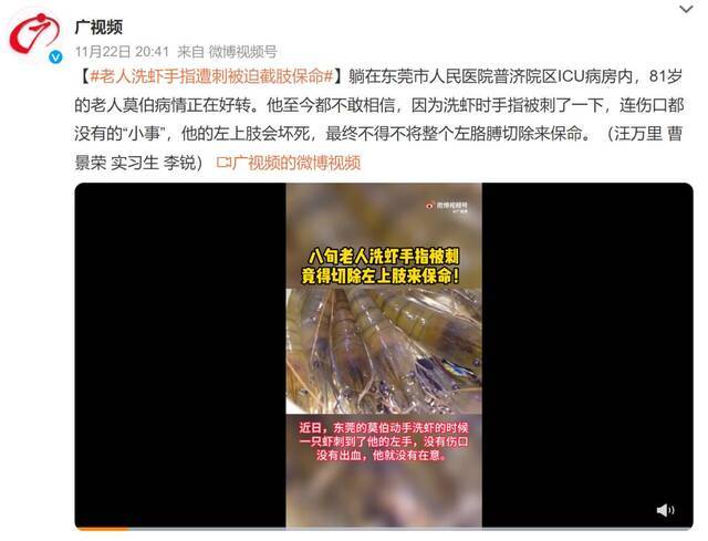 洗虾被刺可能会被截肢？既不是耸人听闻 也不用过度担心