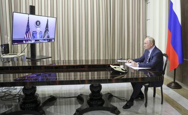 12月7日，俄罗斯总统普京和美国总统拜登举行视频会晤