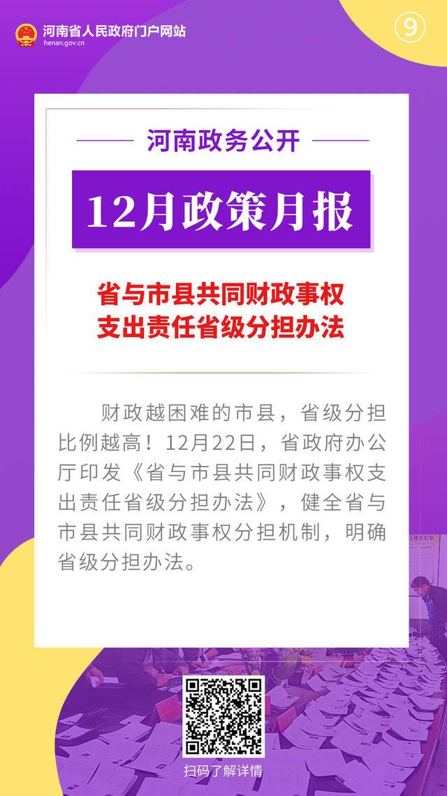 12月，河南省政府出台了这些重要政策