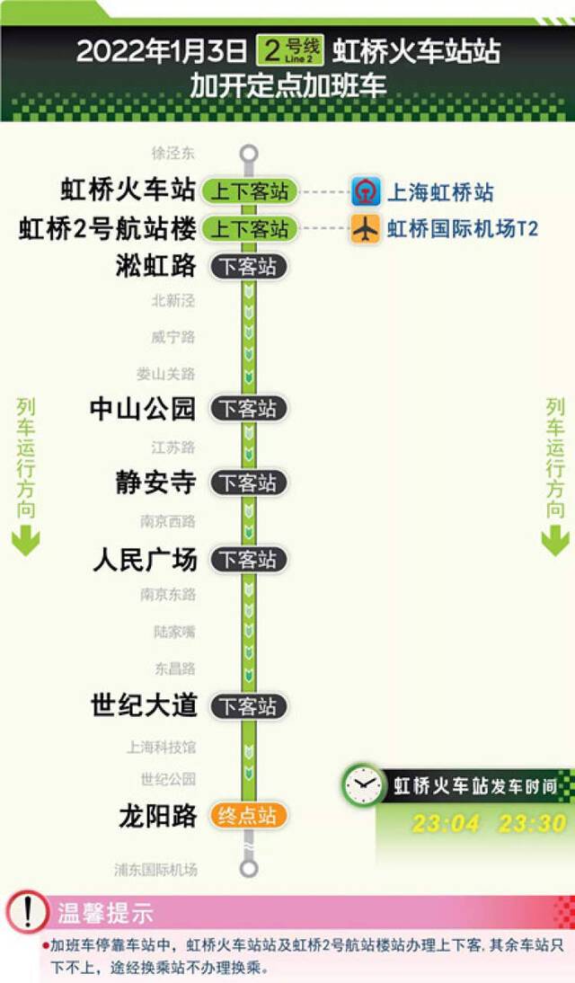 今夜上海地铁1、2、10号线末班车发车延长至23：30，元旦返程市民可选择乘坐