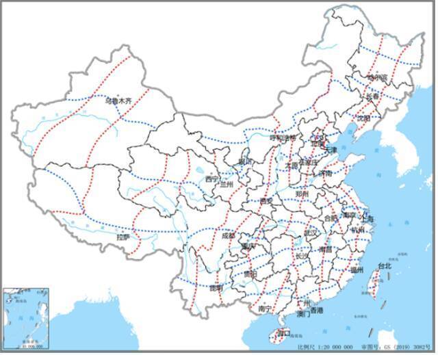 中国陆地气象地理三级地区区划图