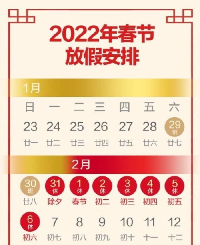 2022春节放假调休安排来了！多地倡议春节“非必要不离开”