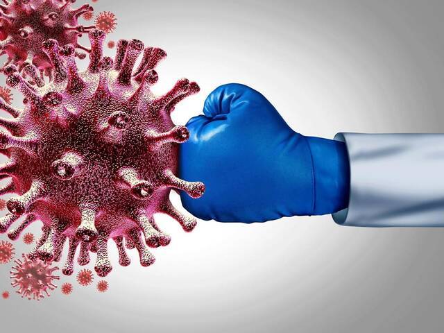 ↑资料图。人体T细胞攻击病毒的内部蛋白防止感染。